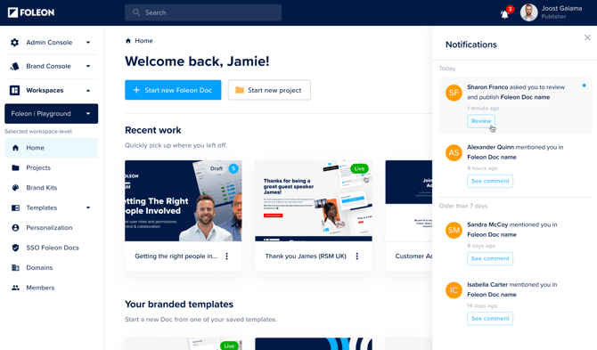 Approval flows dahboard notification