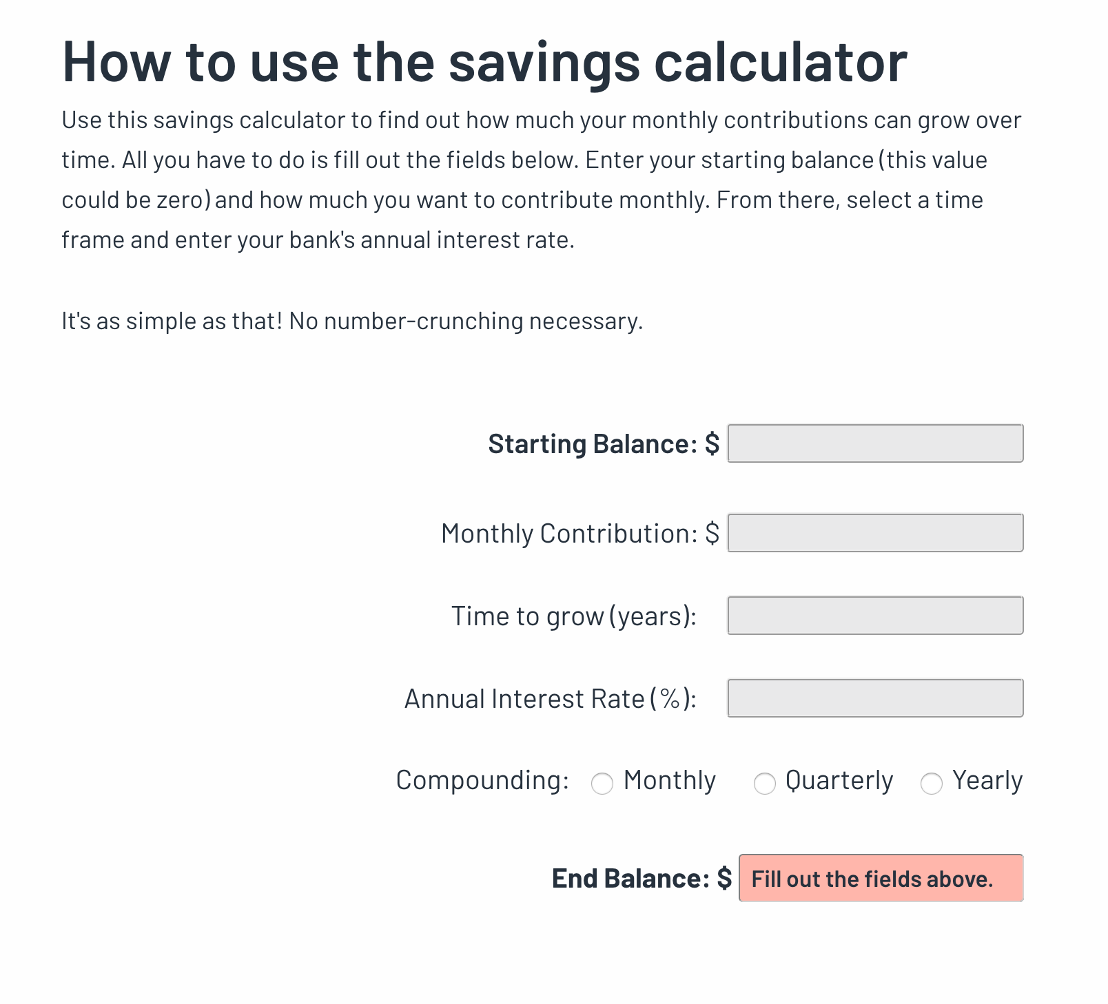 Interactive calculator example