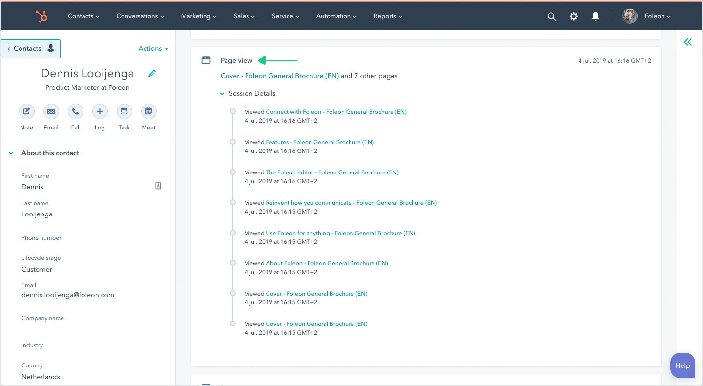 foleon-hubspot-tracking-contact-timeline-view