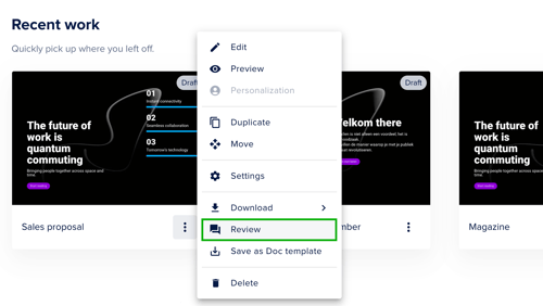 Access Review Mode from Dashboard