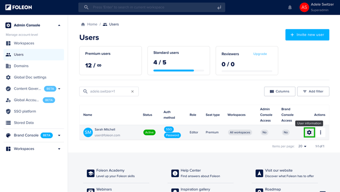 Access User Information - Settings