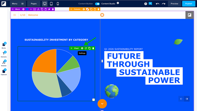 Access chart element settings