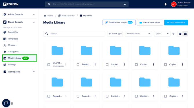 Access the Media Library in the Brand Console