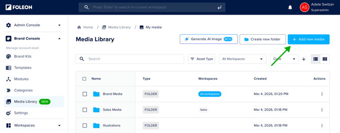 Add new media to Brand Console Media Library
