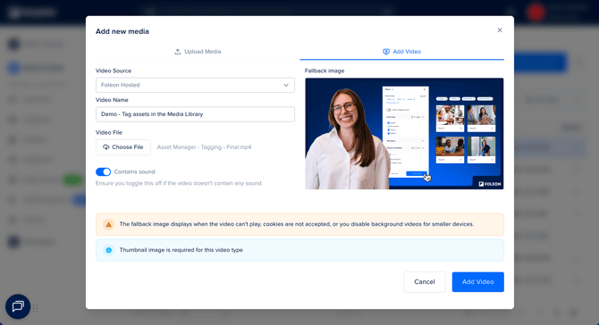 Add new video to the Media Library