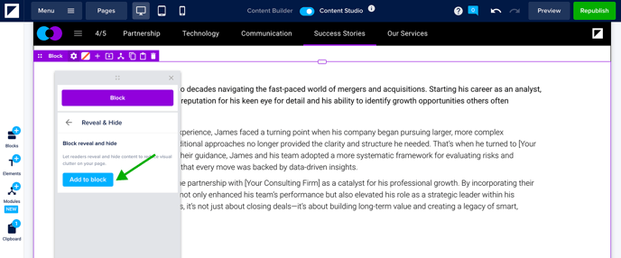 Add reveal and hide to block