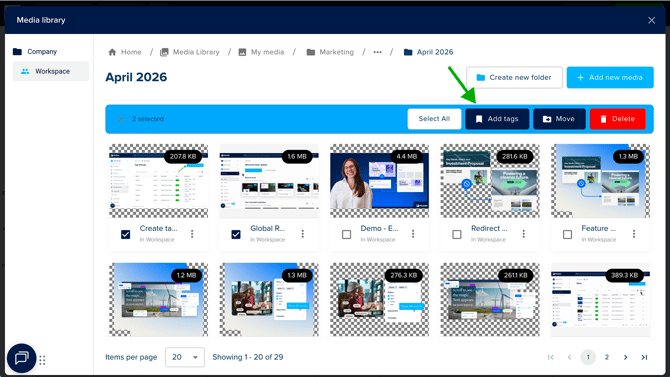Add tags to your assets - existing