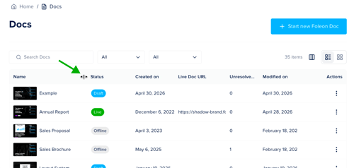 Adjust column width