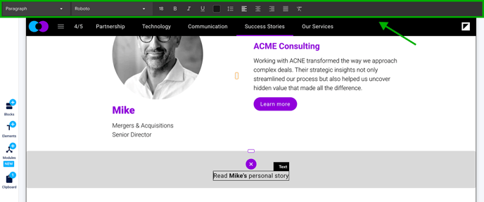 Adjust text style in reveal and hide block