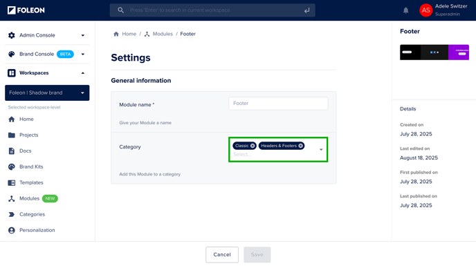 Assign Category to Module