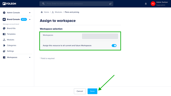 Assign Module to Workspace