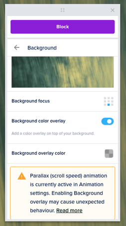 Background overlay