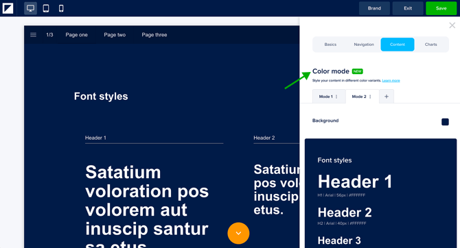 Brand Kit Color Modes Section