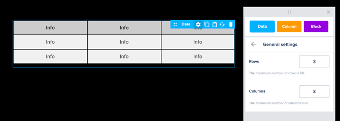 Change number - rows and columns