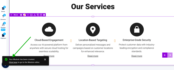 Click here to go to the module editor