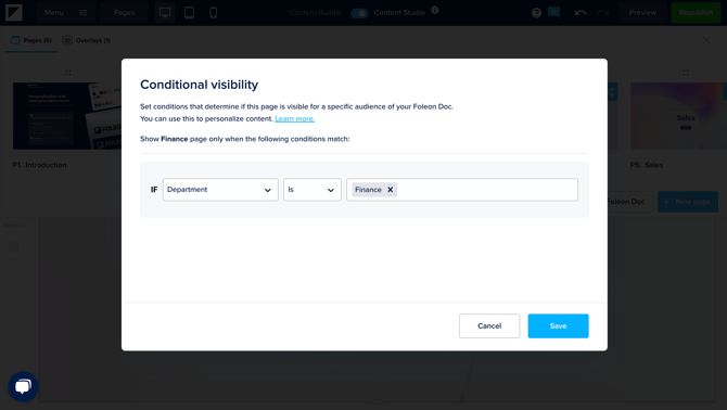 Conditions for page visibility