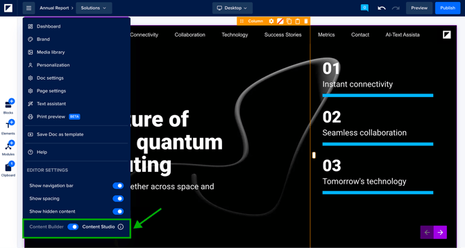 Content Builder - Content Studio Toggle