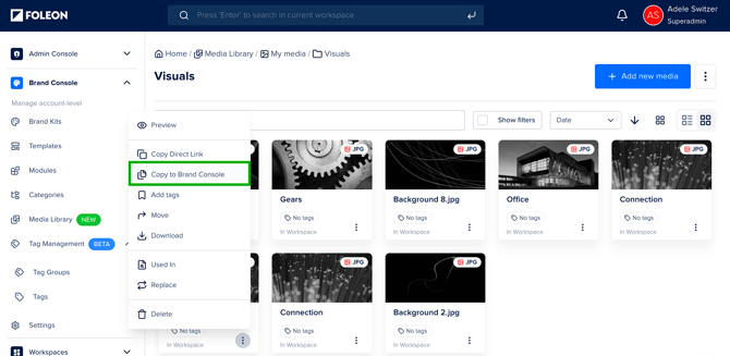 Copy image to Brand Console