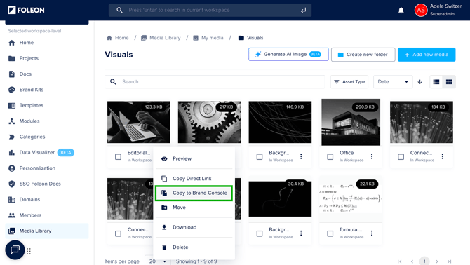 Copy image to brand console