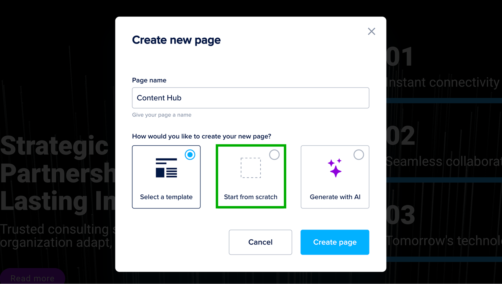 Create your first page