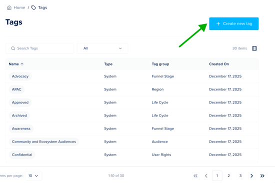 Create new tag - tagging