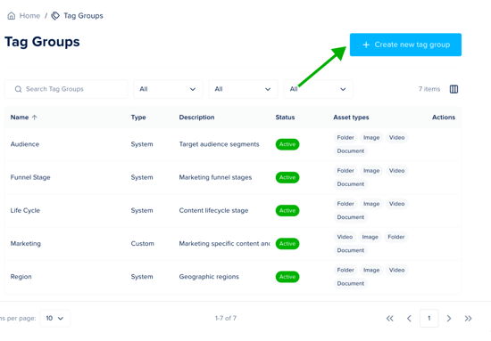 Create tag group - tagging