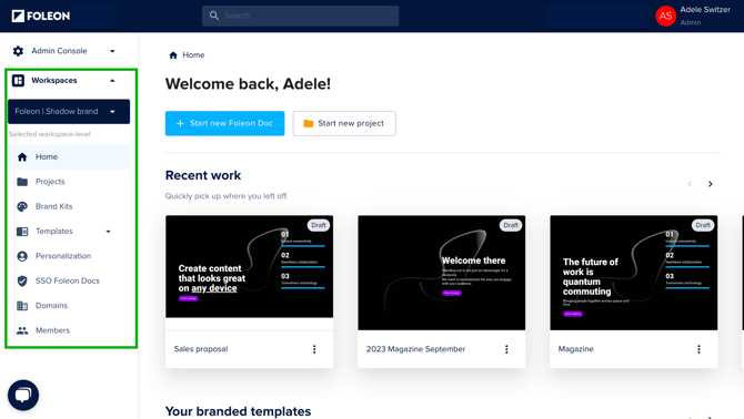 Dashboard - Workspaces