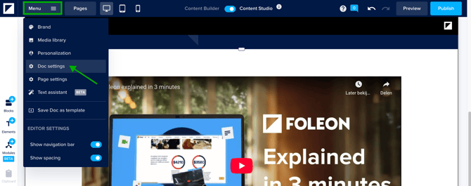 Doc Settings - Accessible video player