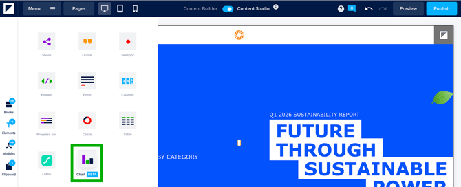 Drag and drop chart element on your page