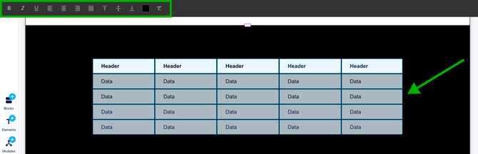 Edit table text formatting