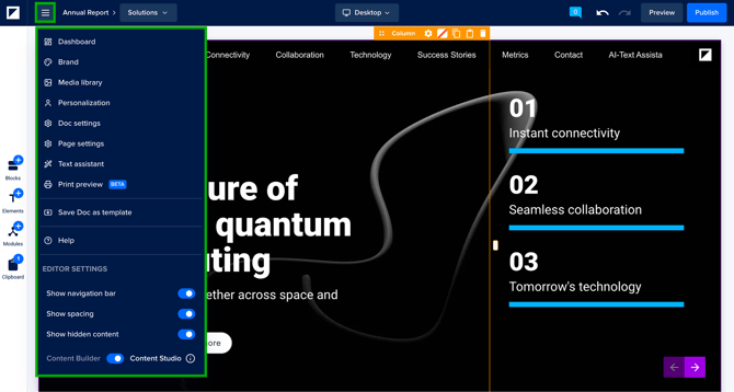Editor - Menu