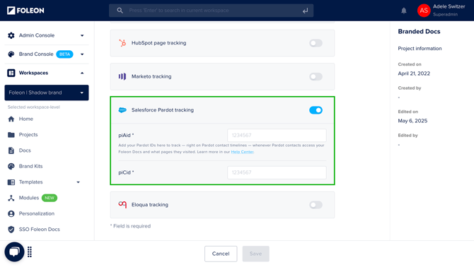Enable Salesforce Pardot tracking