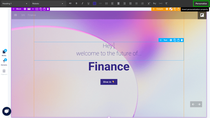 Enter personalization text field