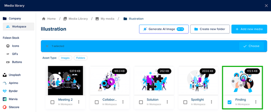 File selected in Media Library