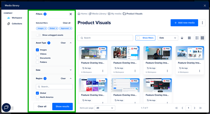 Filter assets in the Media Library