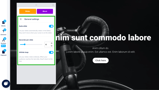 General Settings - Slider