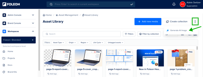 Generate AI image Asset Library