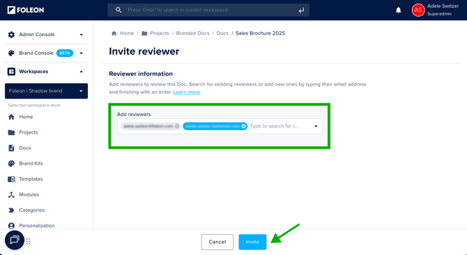 Invite Reviewer - Enter Email Address