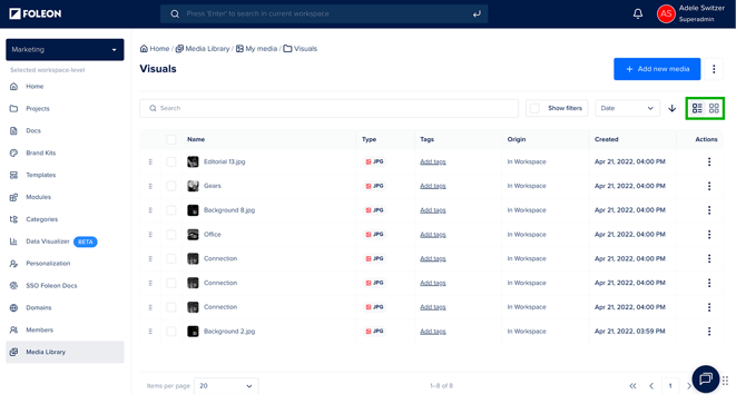List or Grid View in the Media Library