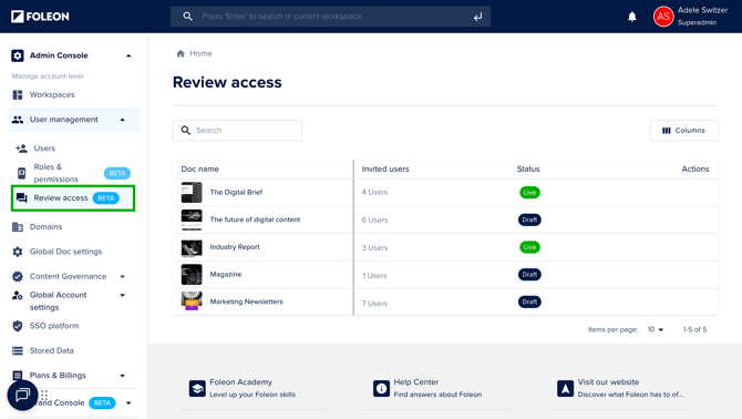 Manage Review Access