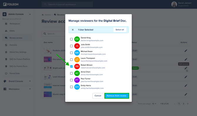 Manage reviewers for Doc