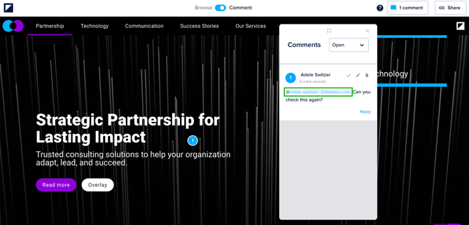 Mention user in comment