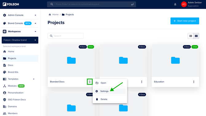 Open Project Settings