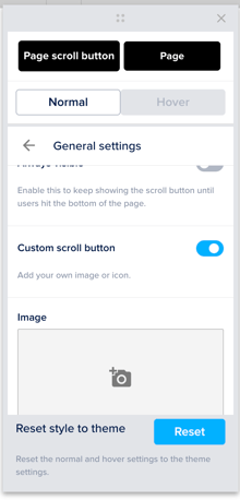 Page scroll button settings