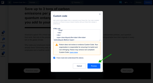 Paste code and preview