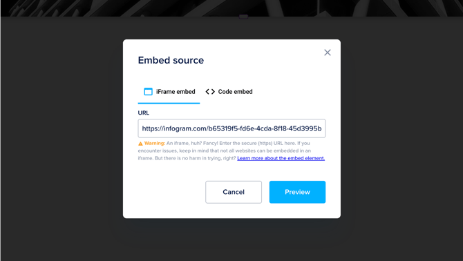 Paste embed URL