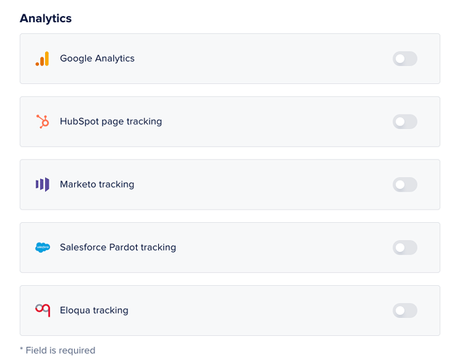 Project settings - Analytics