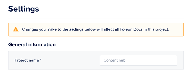 Project settings - General information