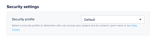 Project settings - Security profile