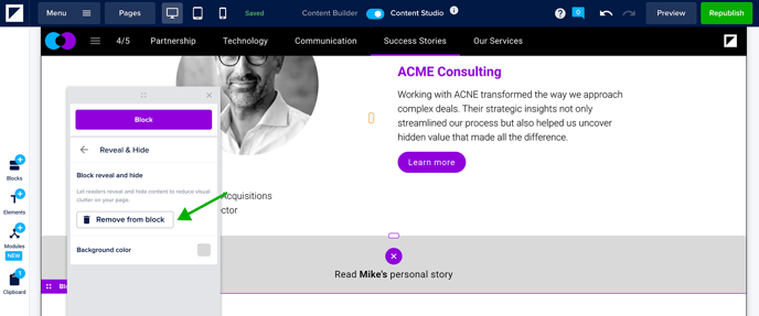 Remove reveal and hide